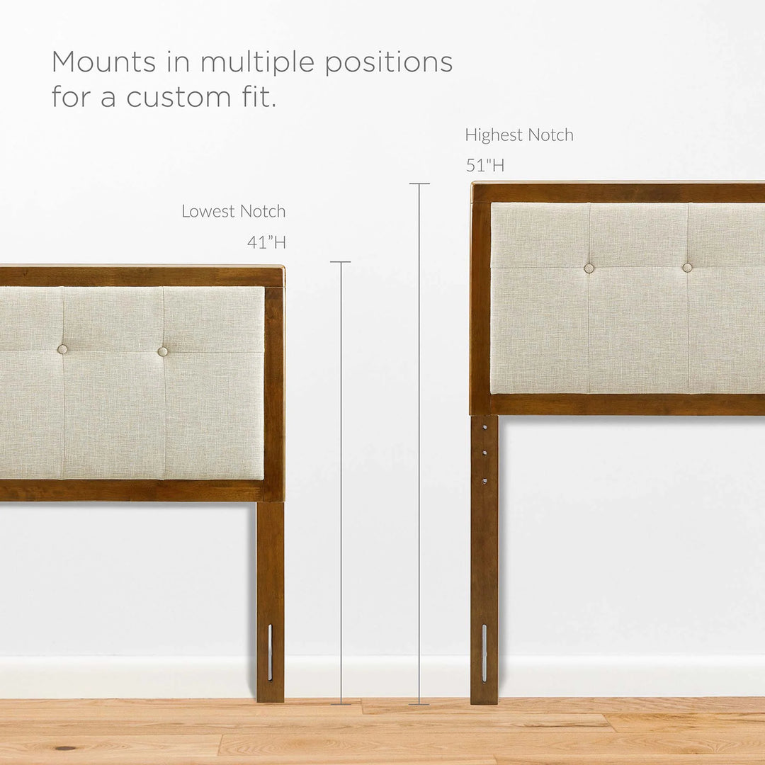 Dapper Tufted Fabric and Wood Queen Headboard - Walnut Beige