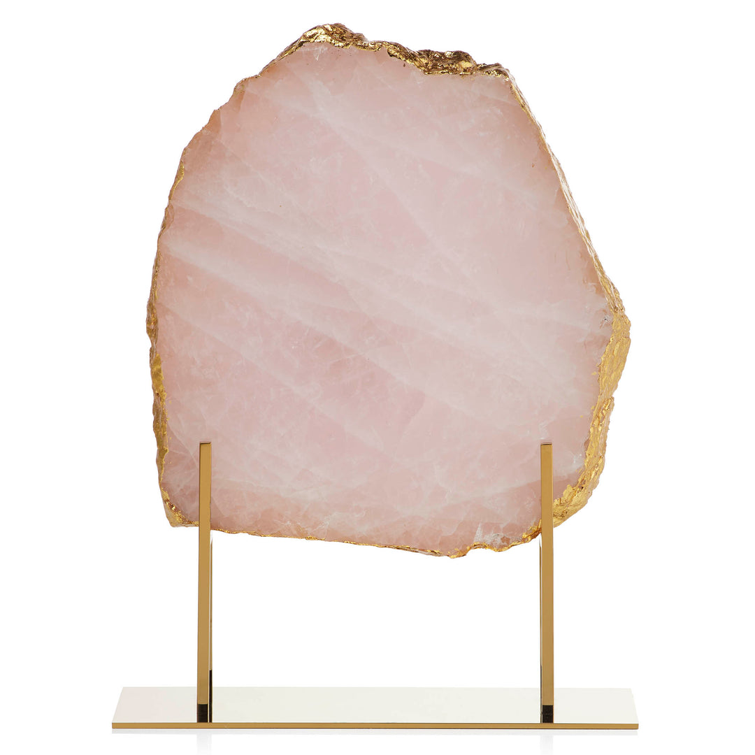 Rose Quartz Slab On Stand