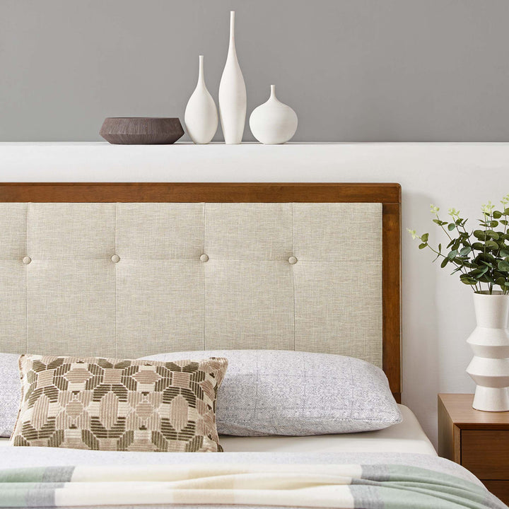 Dapper Tufted Fabric and Wood Queen Headboard - Walnut Beige