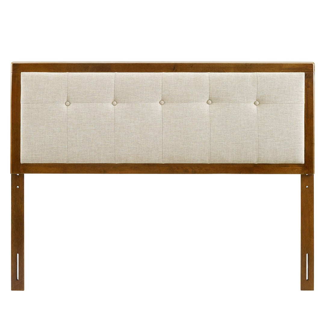 Dapper Tufted Fabric and Wood Queen Headboard - Walnut Beige