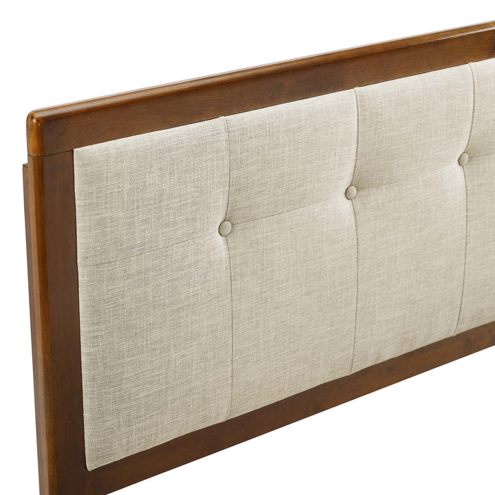 Dapper Tufted Fabric and Wood Queen Headboard - Walnut Beige