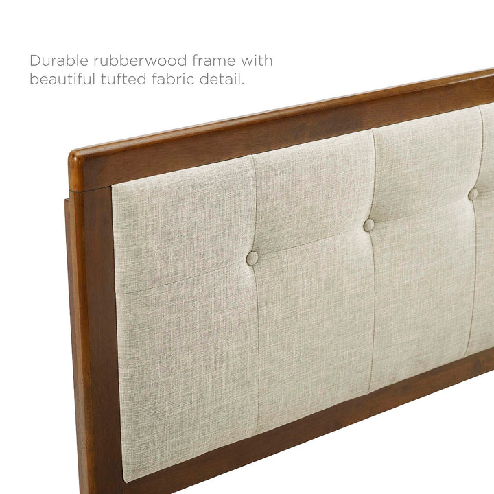 Dapper Tufted Fabric and Wood Queen Headboard - Walnut Beige