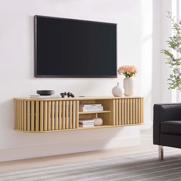 Bayla 63" Wall-Mounted TV Stand Oak