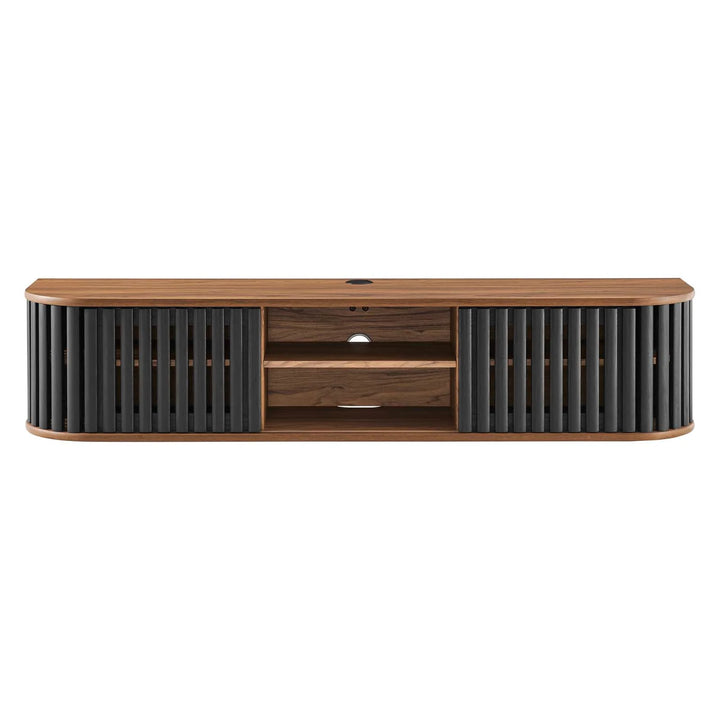 Bayla 63" Wall-Mounted TV Stand Walnut Black