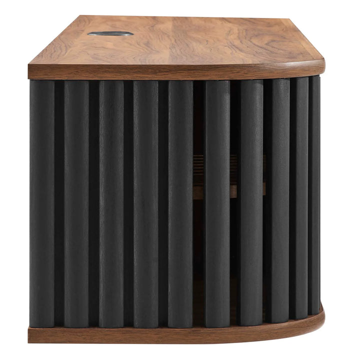 Bayla 63" Wall-Mounted TV Stand Walnut Black