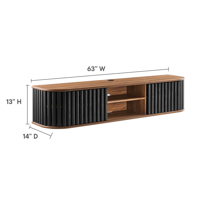 Bayla 63" Wall-Mounted TV Stand Walnut Black
