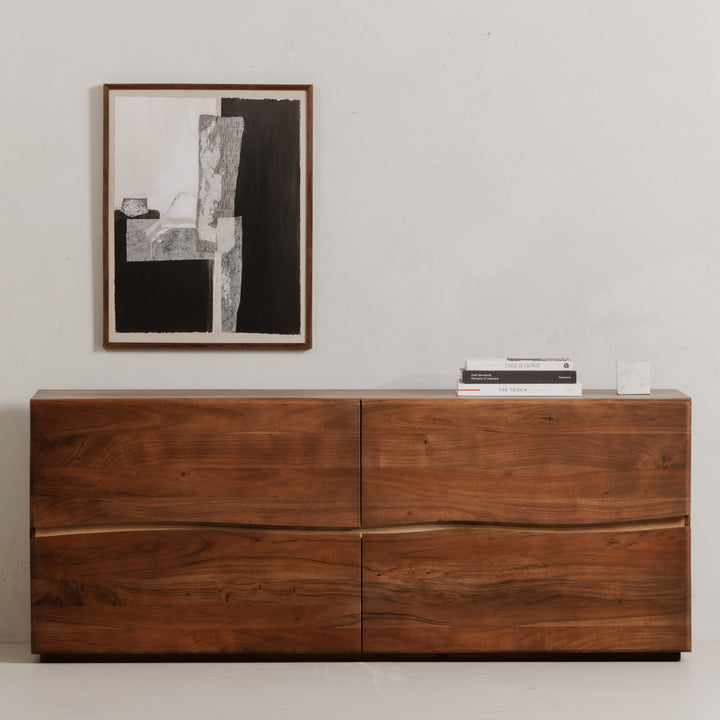 Organic Solid Acacia 4-Drawer Dresser with Ball-Bearing Glides
