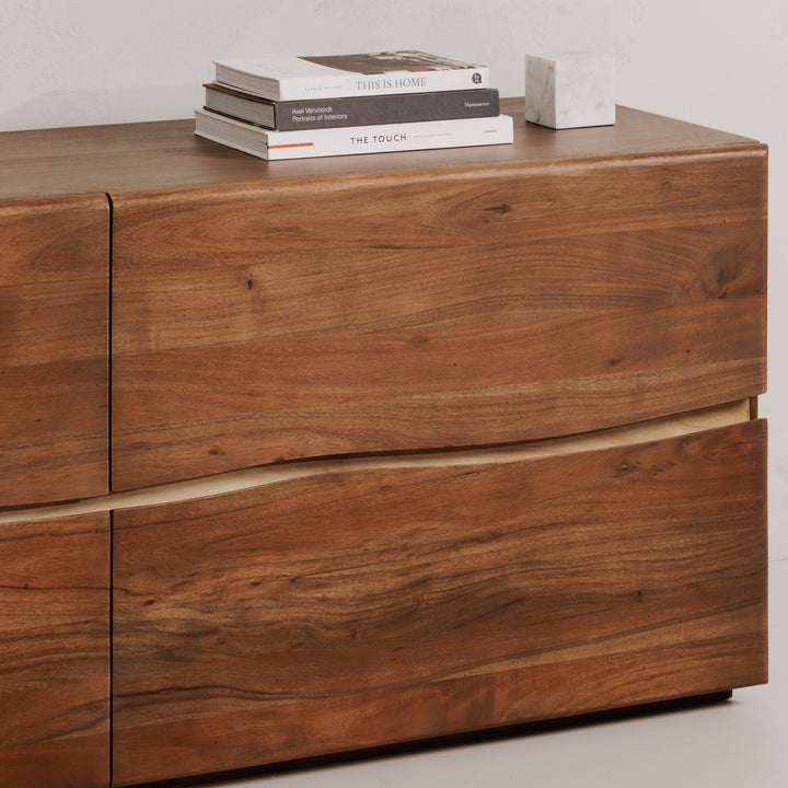 Organic Solid Acacia 4-Drawer Dresser with Ball-Bearing Glides