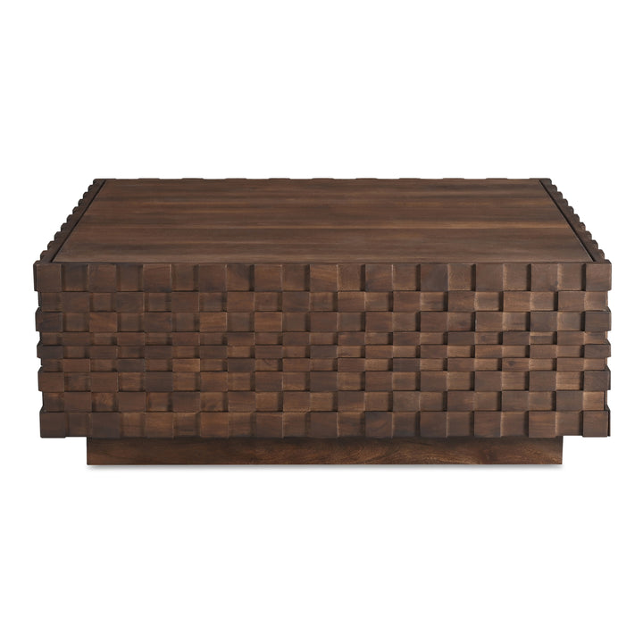 Geometric Harmony Solid Wood Coffee Table with Hidden Storage