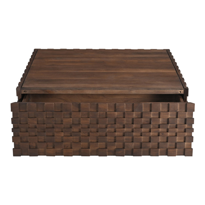 Geometric Harmony Solid Wood Coffee Table with Hidden Storage