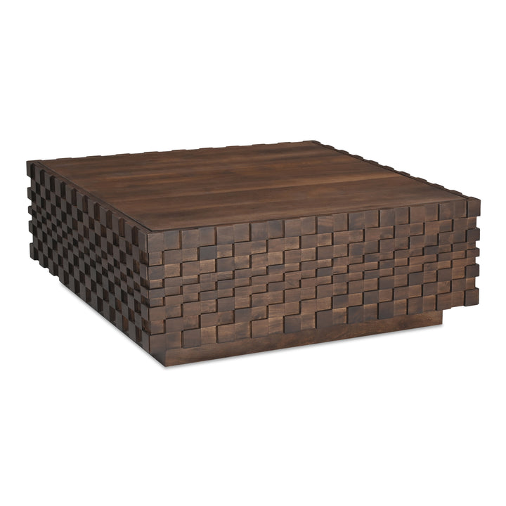Geometric Harmony Solid Wood Coffee Table with Hidden Storage