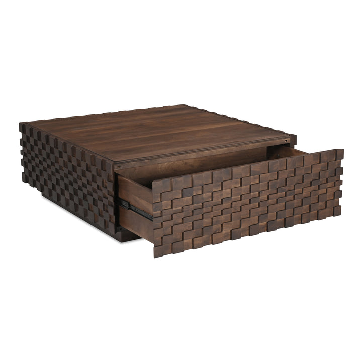 Geometric Harmony Solid Wood Coffee Table with Hidden Storage