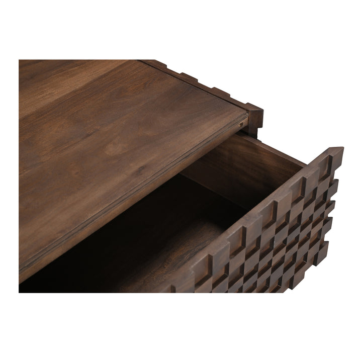 Geometric Harmony Solid Wood Coffee Table with Hidden Storage
