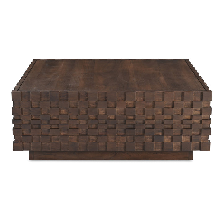 Geometric Harmony Solid Wood Coffee Table with Hidden Storage