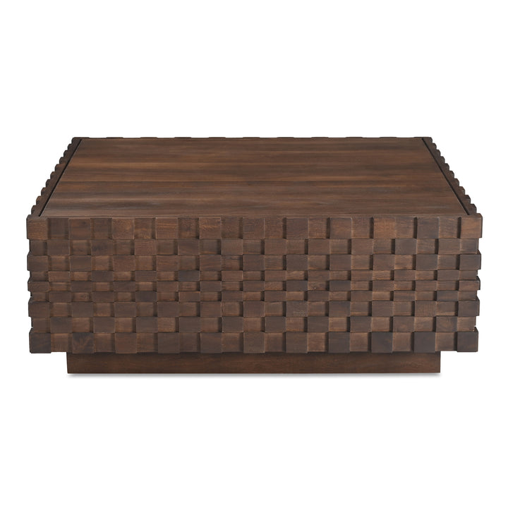 Geometric Harmony Solid Wood Coffee Table with Hidden Storage