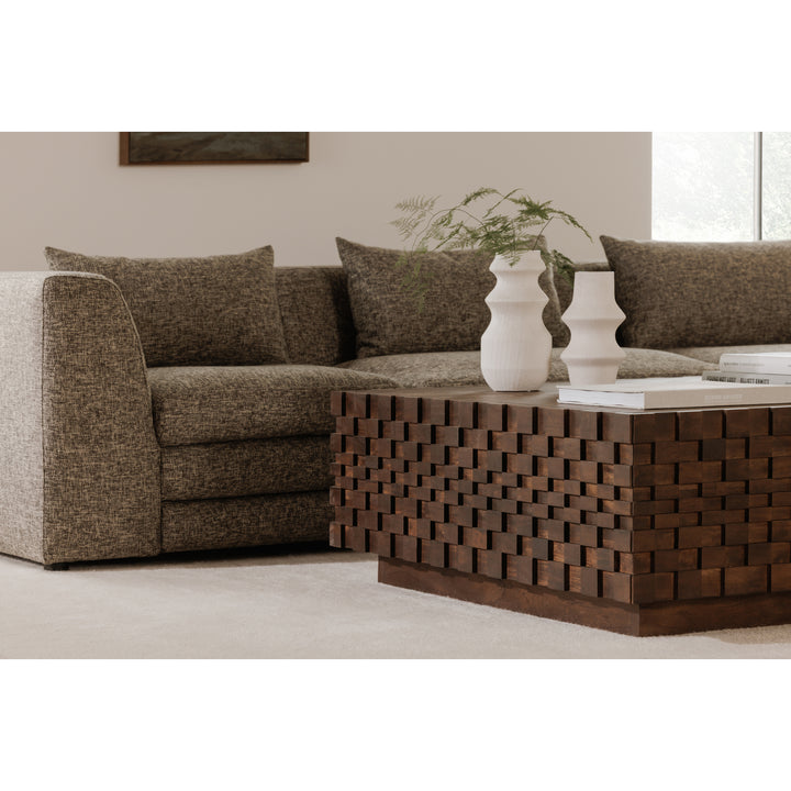 Geometric Harmony Solid Wood Coffee Table with Hidden Storage