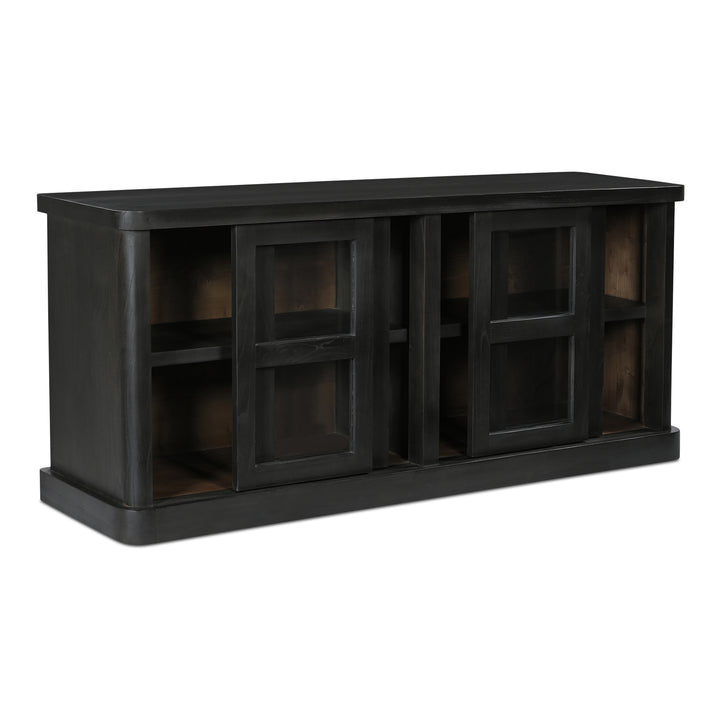 Modern Rustic Sliding Glass Display Sideboard