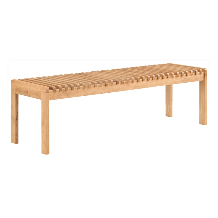 Modern Slat-Detailed Solid Wood Bench