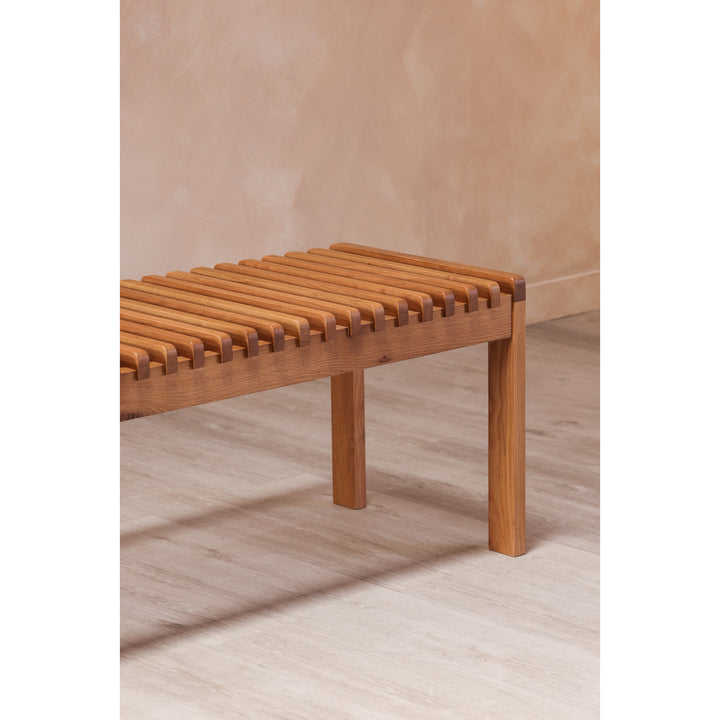 Modern Slat-Detailed Solid Wood Bench