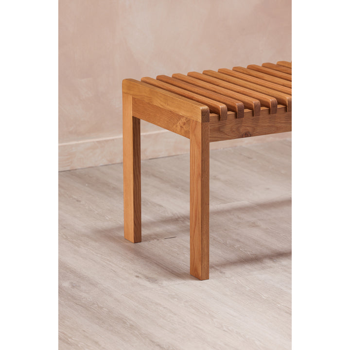 Modern Slat-Detailed Solid Wood Bench