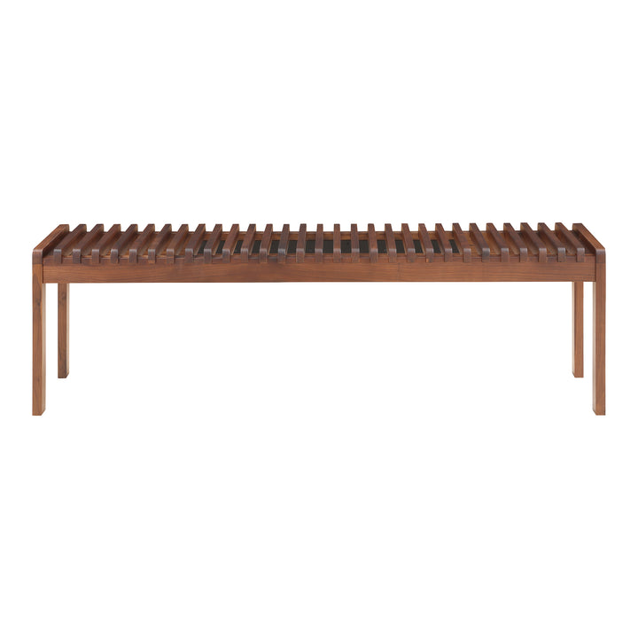 Mid-Century Charm Walnut Slat Bench