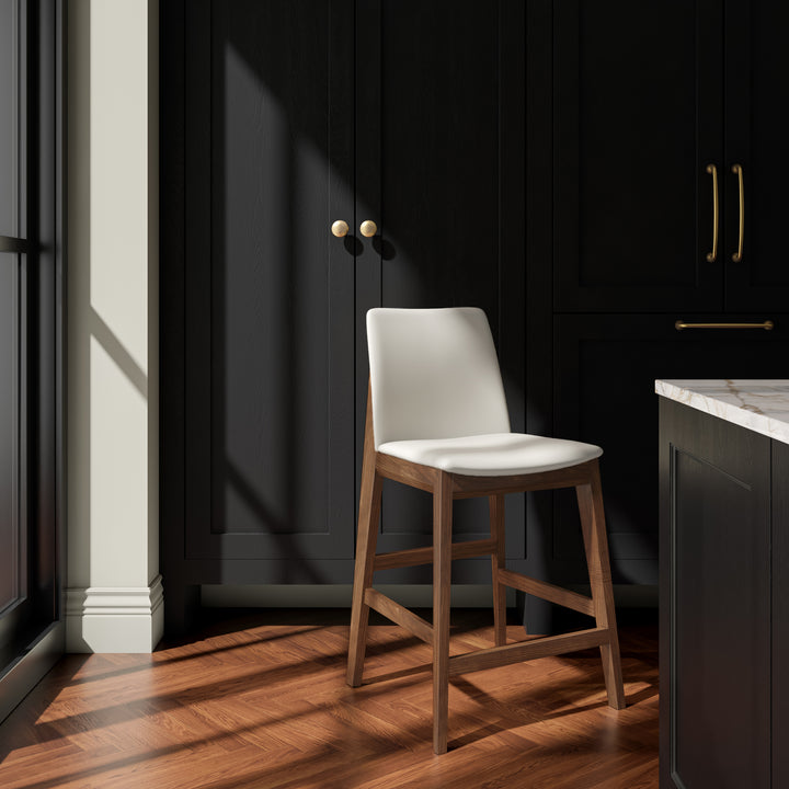 Elegant Walnut & Vegan Leather Bar Stool