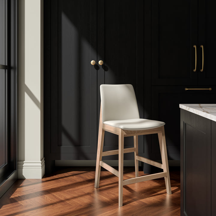 Elegant Oak Vegan Leather Stool