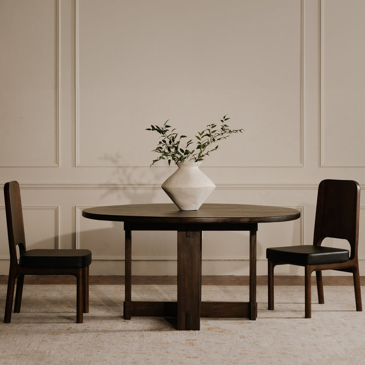 Elegant Contemporary Ash Dining Chair - Walnut Stain & Carved Detail