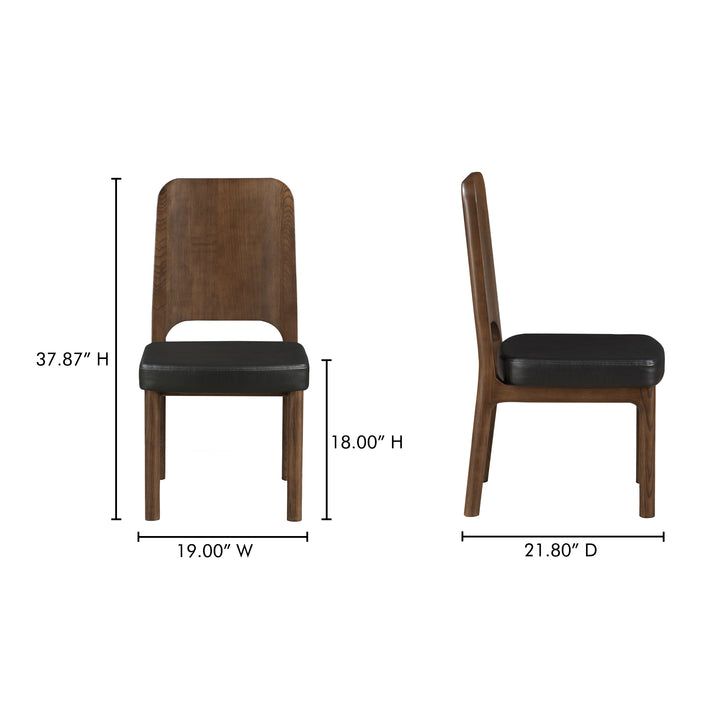 Elegant Contemporary Ash Dining Chair - Walnut Stain & Carved Detail