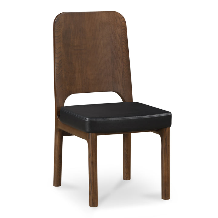 Elegant Contemporary Ash Dining Chair - Walnut Stain & Carved Detail