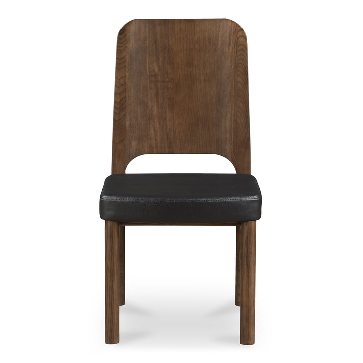 Elegant Contemporary Ash Dining Chair - Walnut Stain & Carved Detail