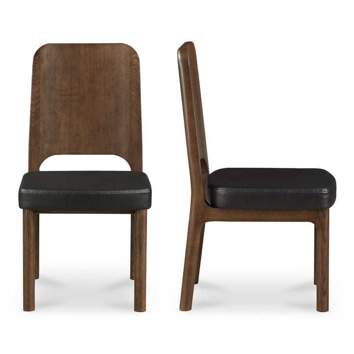 Elegant Contemporary Ash Dining Chair - Walnut Stain & Carved Detail