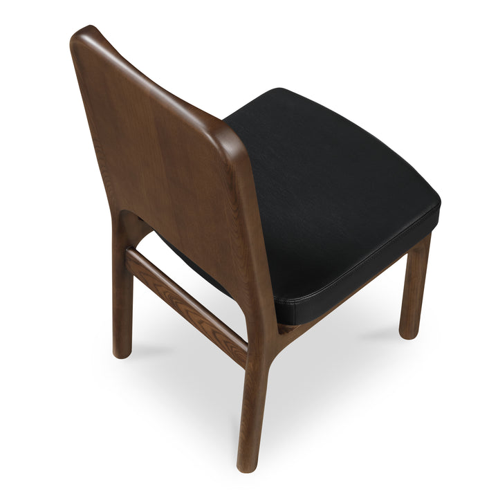 Elegant Contemporary Ash Dining Chair - Walnut Stain & Carved Detail