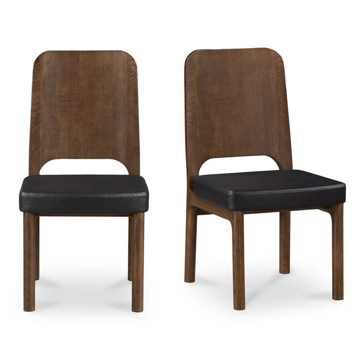 Elegant Contemporary Ash Dining Chair - Walnut Stain & Carved Detail