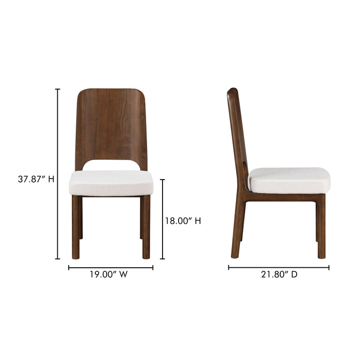 Elegant Contemporary Ash Dining Chair - Walnut Stain & Carved Detail