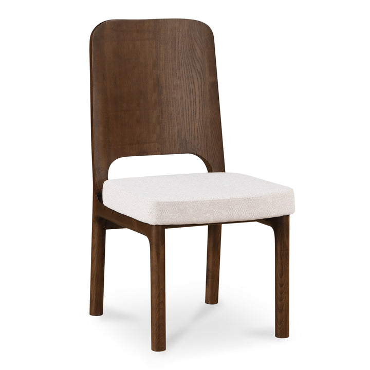 Elegant Contemporary Ash Dining Chair - Walnut Stain & Carved Detail