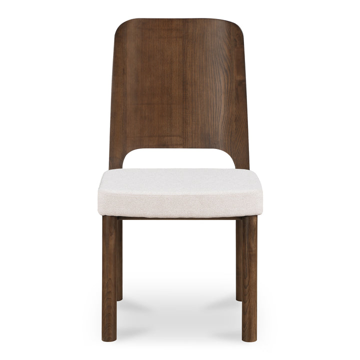 Elegant Contemporary Ash Dining Chair - Walnut Stain & Carved Detail