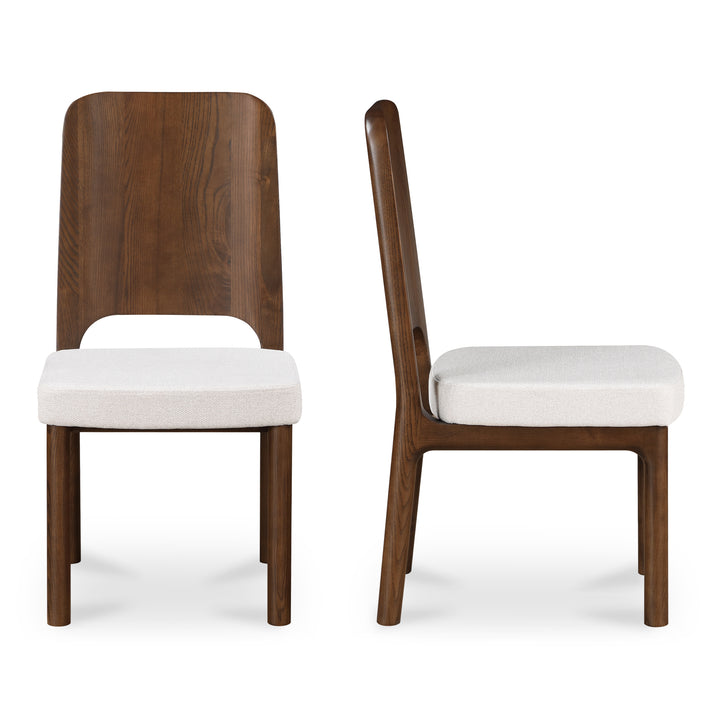 Elegant Contemporary Ash Dining Chair - Walnut Stain & Carved Detail