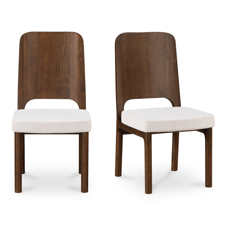Elegant Contemporary Ash Dining Chair - Walnut Stain & Carved Detail