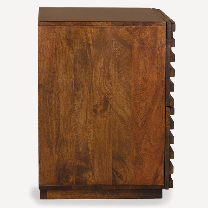 Geometric Groove Plantation-Grown Nightstand