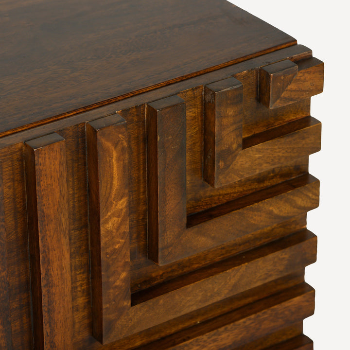Geometric Groove Plantation-Grown Nightstand