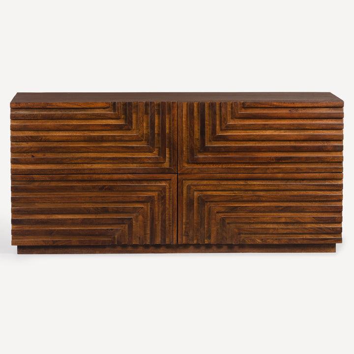Geometric Pattern Geo-Dresser: Sleek Hardwood Design