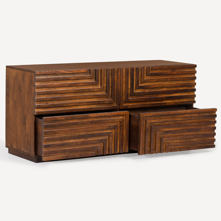 Geometric Pattern Geo-Dresser: Sleek Hardwood Design