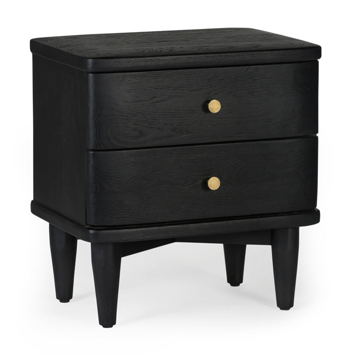 Drama in Wood: Charcoal Sculpted Oak Bedside Chest