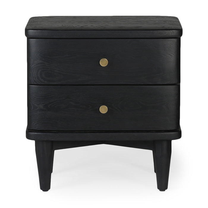 Drama in Wood: Charcoal Sculpted Oak Bedside Chest