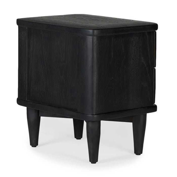Drama in Wood: Charcoal Sculpted Oak Bedside Chest
