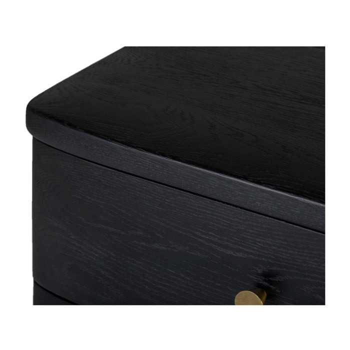 Drama in Wood: Charcoal Sculpted Oak Bedside Chest