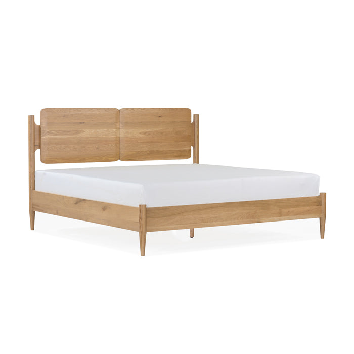 Elegant Sculpted White Oak Queen Bed - Nature's Grace