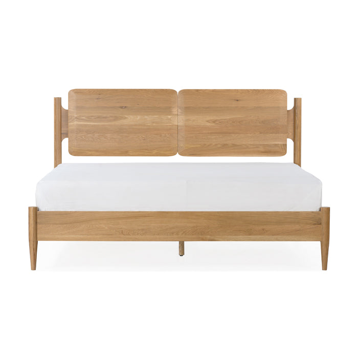 Elegant Sculpted White Oak Queen Bed - Nature's Grace