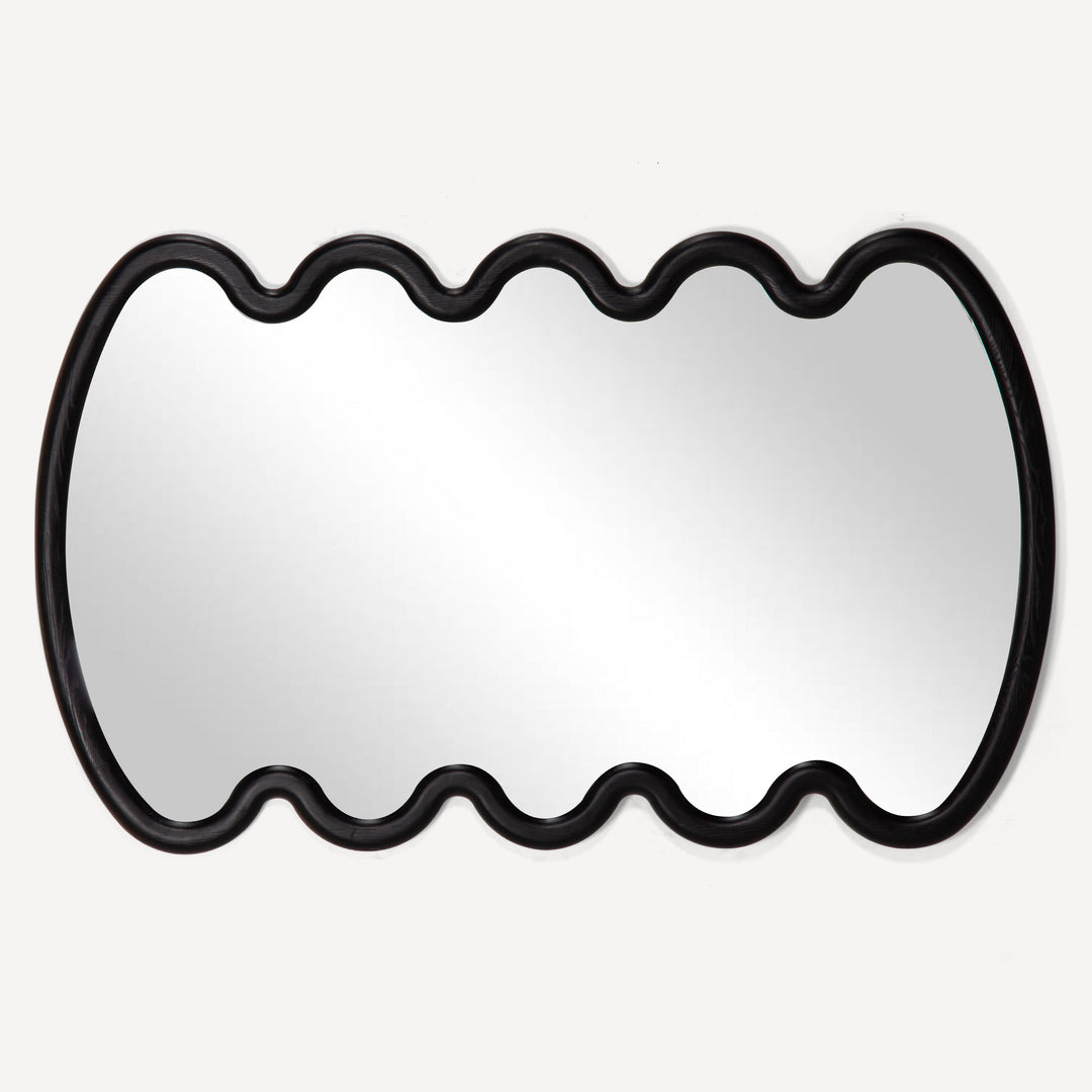 Whimsical Wave Wall Mirror - Ebony Hue